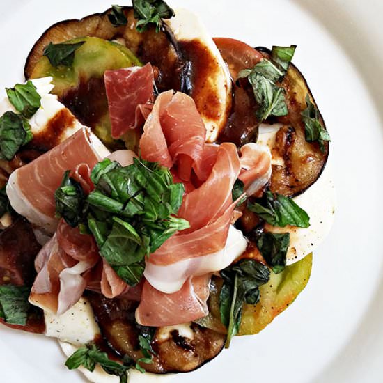 Grilled eggplant caprese