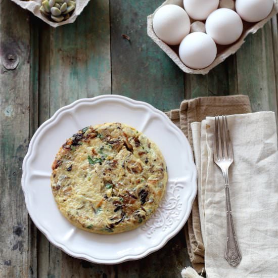Codfish omelette with onions