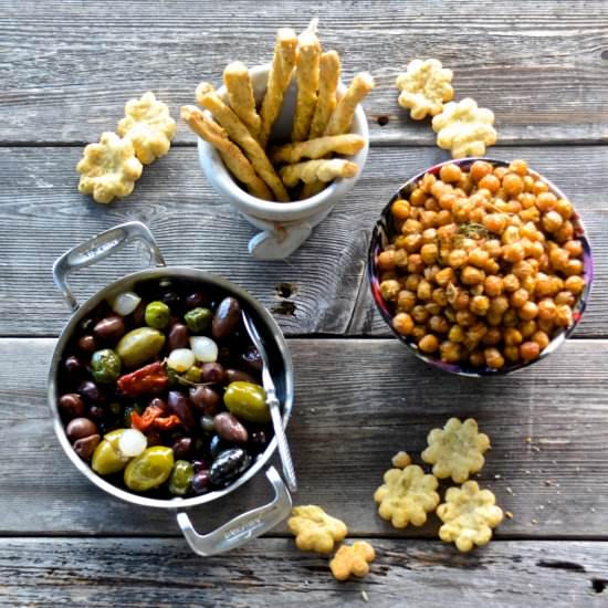 Thyme Roasted Olives and Chickpeas