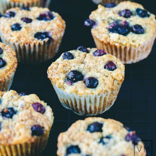 Crisp Vegan Blueberry Muffins