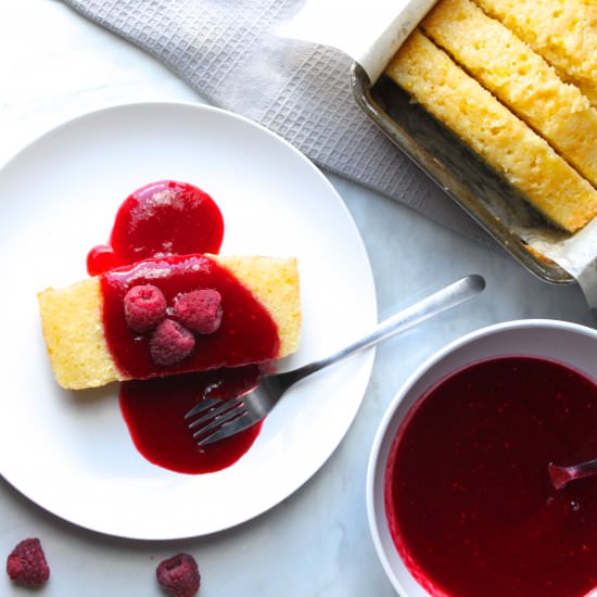 Lemon Pound Cake & Raspberry Coulis
