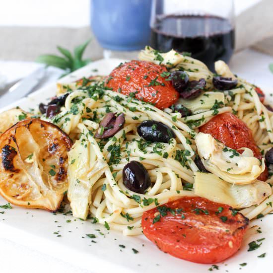Roasted Tomato and Artichoke Pasta