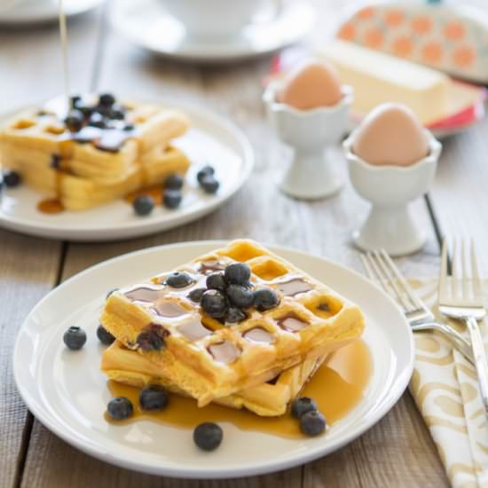 Lemon Blueberry Paleo Waffles