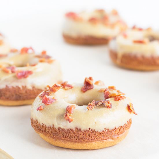 Baked Peanut Butter Bacon Donuts