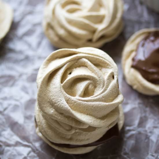 Coffee Nutella Meringue Cookies