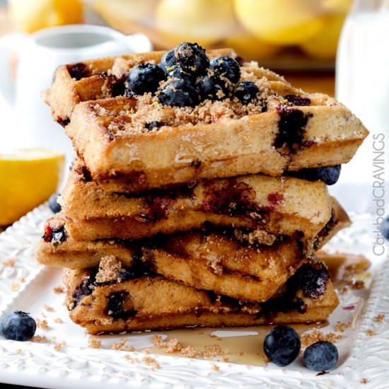 Lemon Blueberry Crumb Cake Waffles