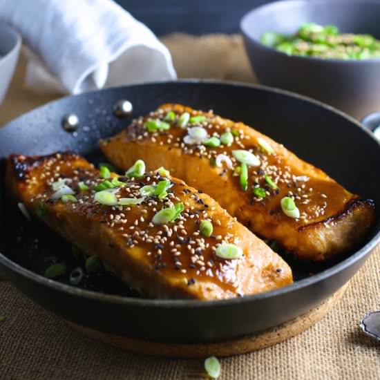 Miso Glazed Crispy-Skinned Salmon