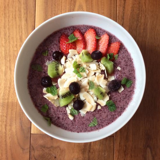 Blueberry Maca Chia Pudding
