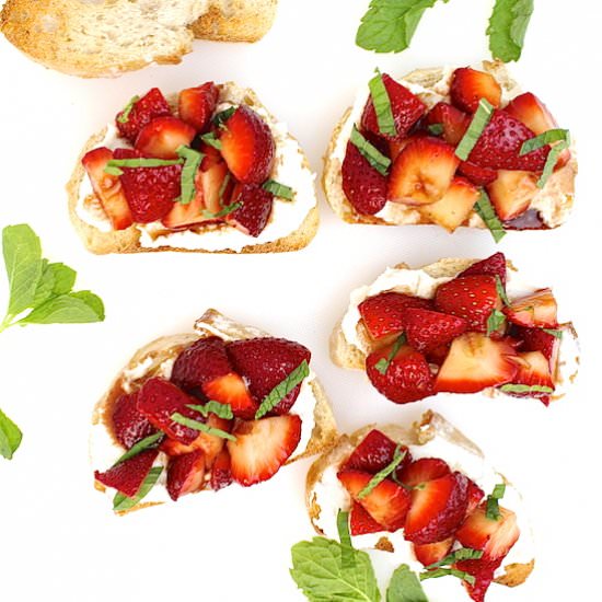 Honey Balsamic Strawberry Toasts