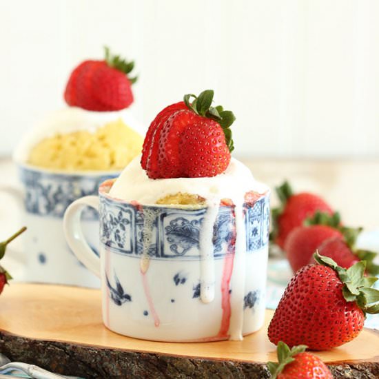 Strawberries and Cream Mug Cake