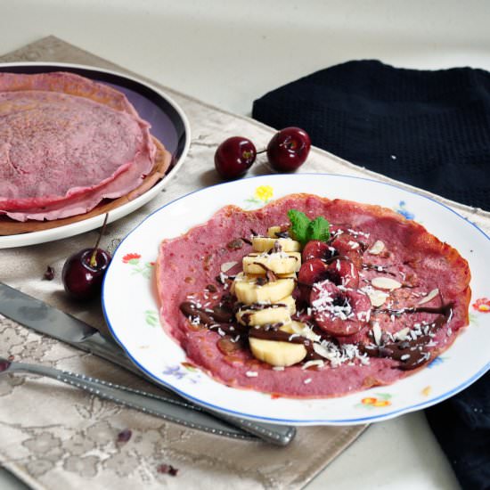 Healthy Pink Beetroot Crepes