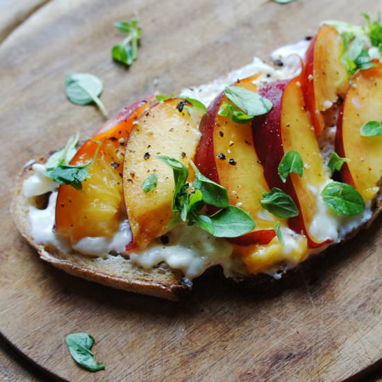 Nectarine and Goat Cheese Tartine