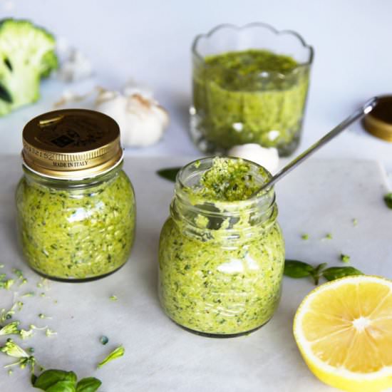 Raw Broccoli and Basil Pesto