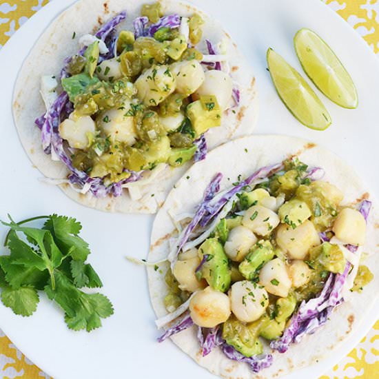 Scallop Tacos with Salsa Verde