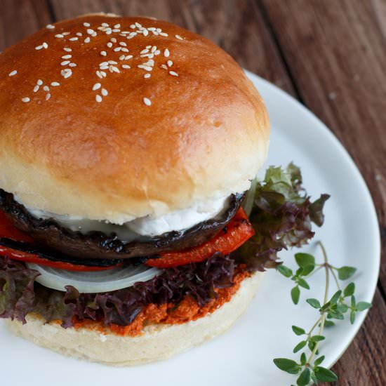 Portobello Burger with Goat Cheese