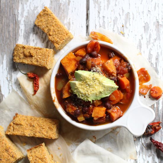 Chipotle Chili and Lentil Cornbread