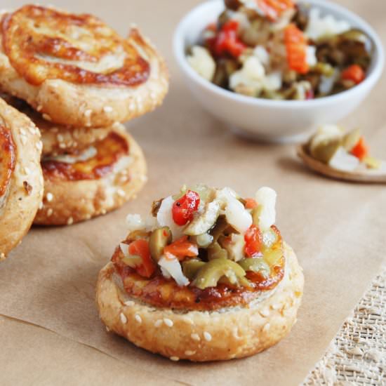 Muffuletta Puff Pastry Swirls
