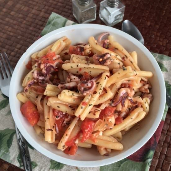 Calamari Casarecce with Wine Sauce