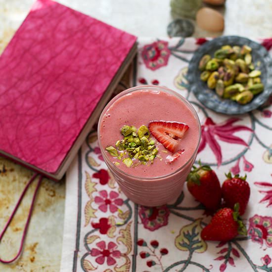 Strawberry Rosewater Cardamom Lassi