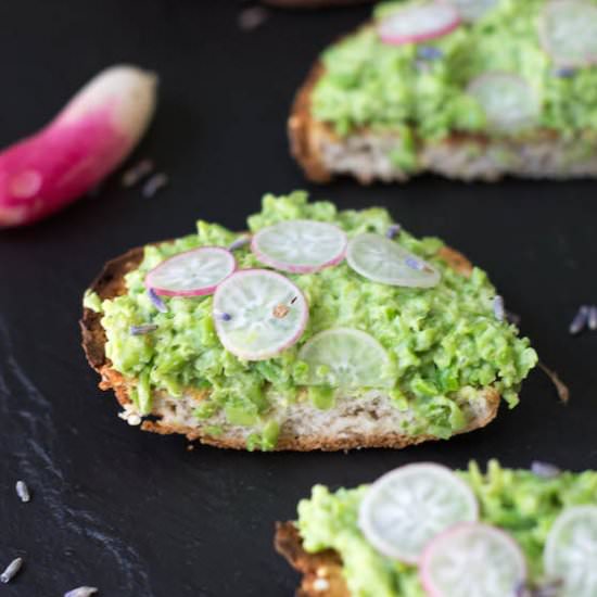 Spring Pea Radish & Lavender Toasts