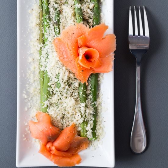 Parmesan Asparagus with Smoked Salmon