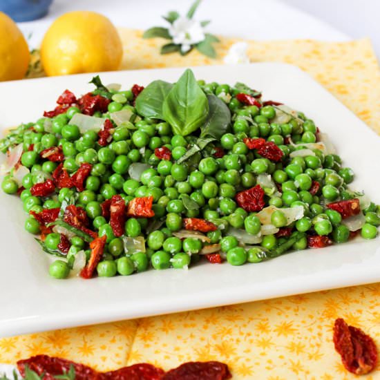 Basil Lemon Peas with Sundried Tomato