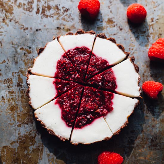 Raspberry Rhubarb Yogurt Tart