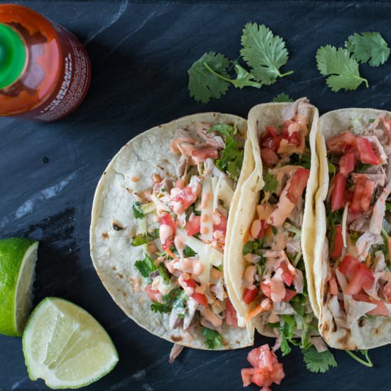Chicken Tacos with Sriracha Aioli