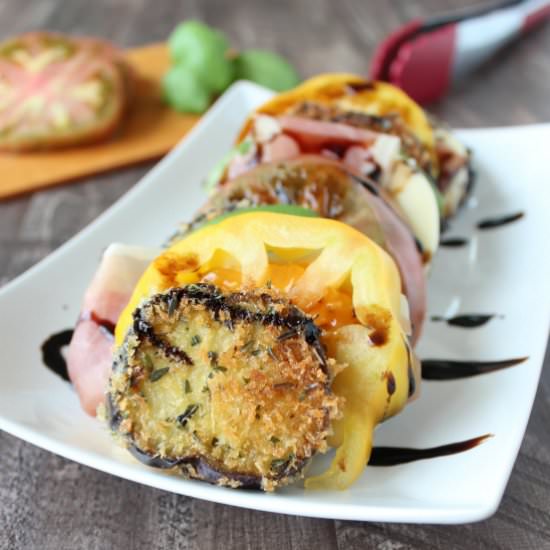 Crispy Eggplant Prosciutto Caprese