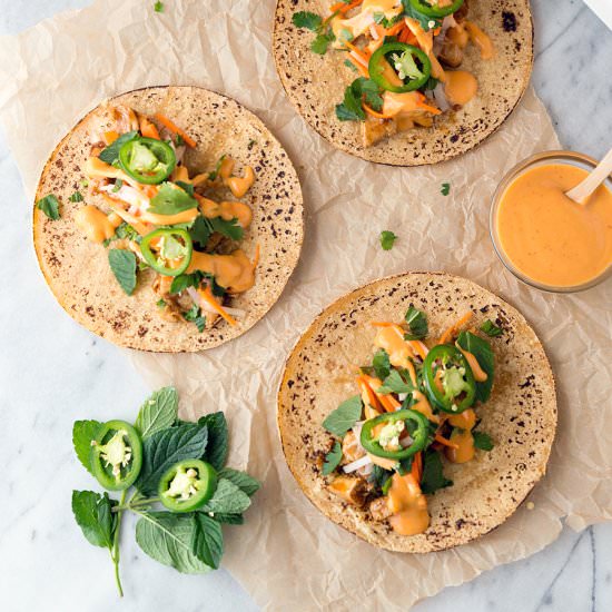 Spicy Teriyaki Chick’n Tacos