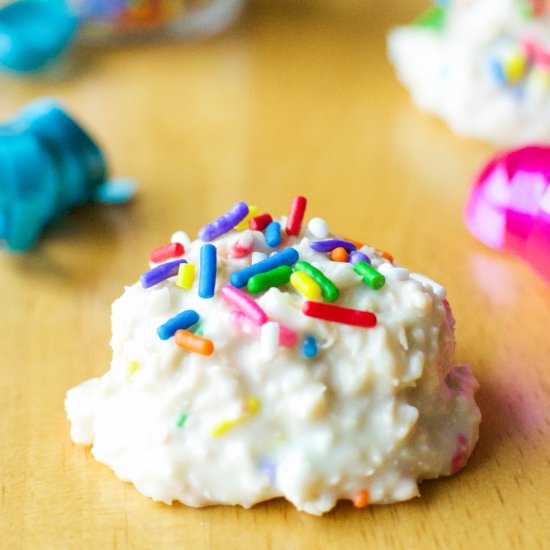 Cake Batter Coconut Haystacks