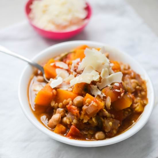 Squash, Chickpea and Lentil Stew