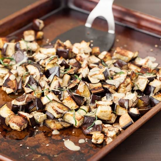 Roasted Eggplant with Miso Dressing
