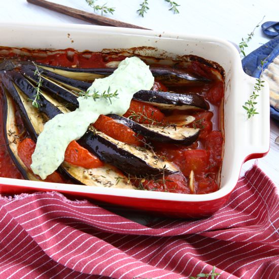 Eggplant Fans with Yoghurt