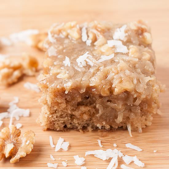 Oatmeal Cake with Coconut Walnut Icing