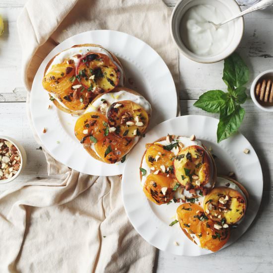 Honey, Basil Roasted Peaches