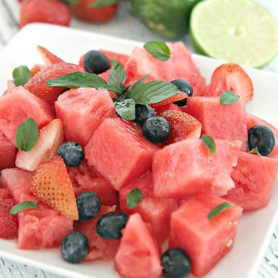Watermelon Berry Mint Salad