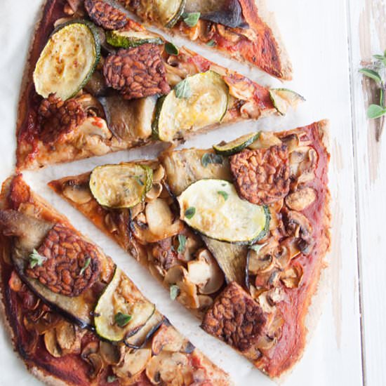 Vegan Veggie & Tempeh Pizza