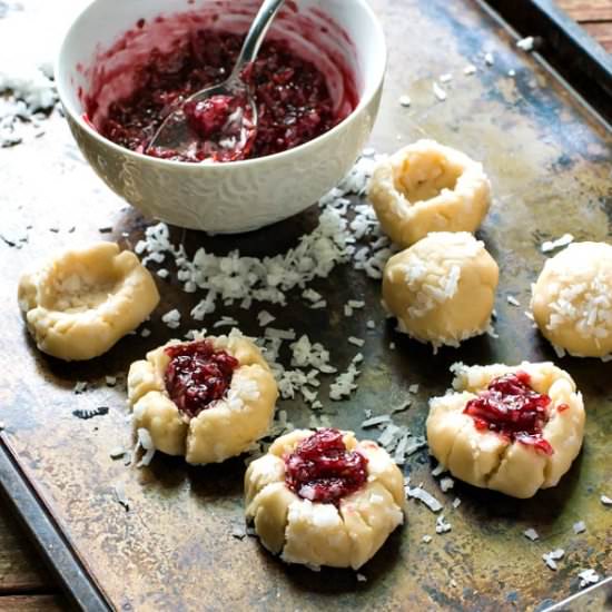 Raspberry Coconut Thumbprint Cookie