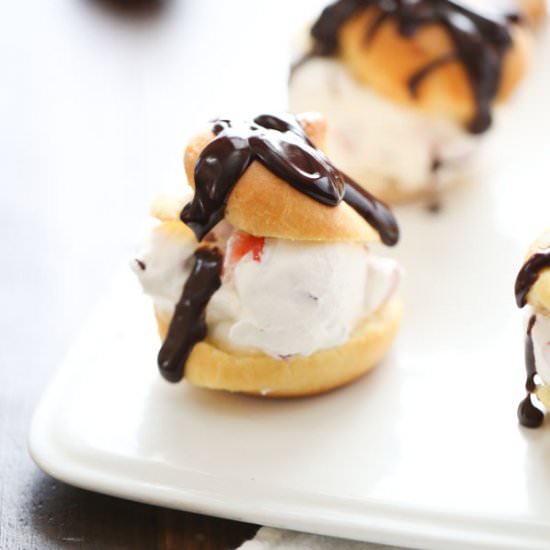 Strawberries & Cream Profiteroles