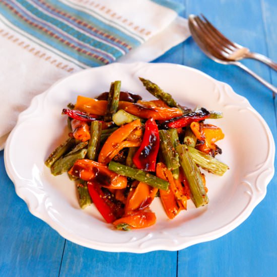 Roasted Sweet Peppers and Asparagus