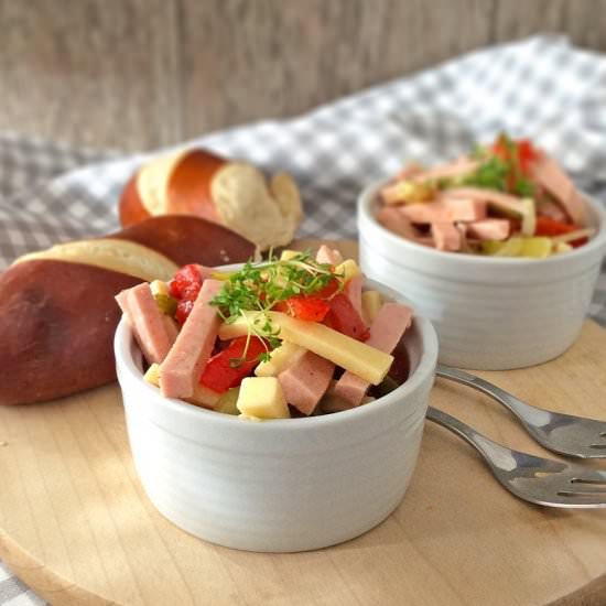 German Sausage Salad with Cheese