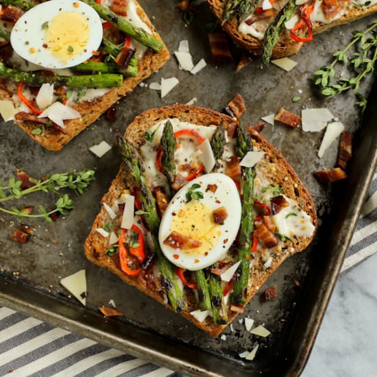 Grilled Asparagus and Red Pepper Toast