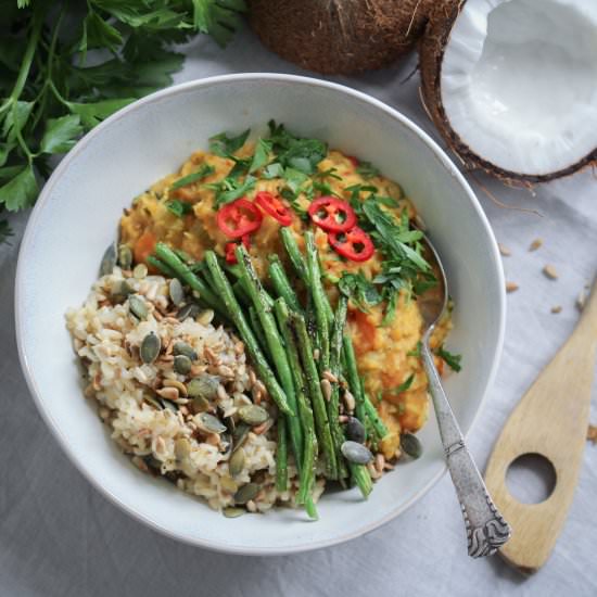 Coconut-Daal, Brown Rice & Beans