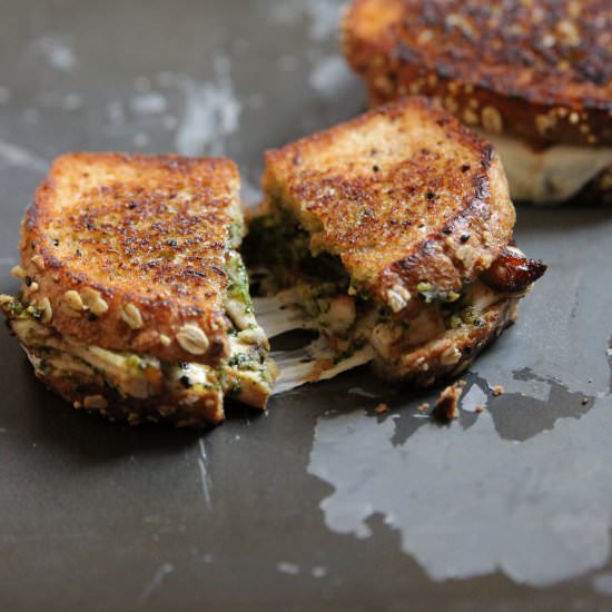 Smoked Chicken Pesto Grilled Cheese