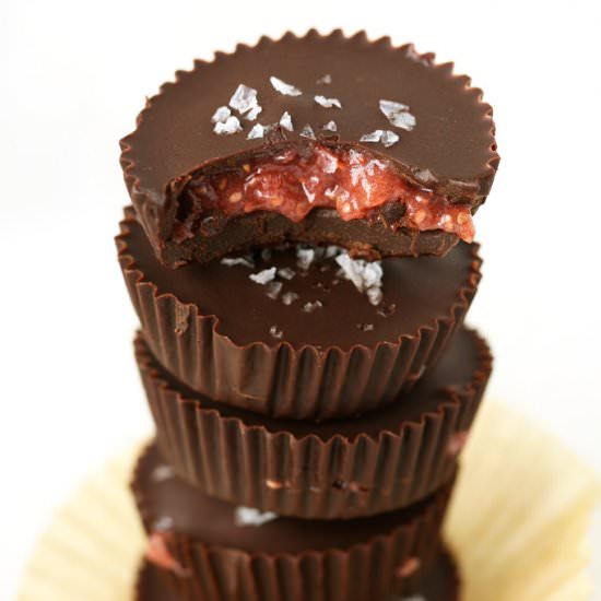 Dark Chocolate Strawberry Jam Cups