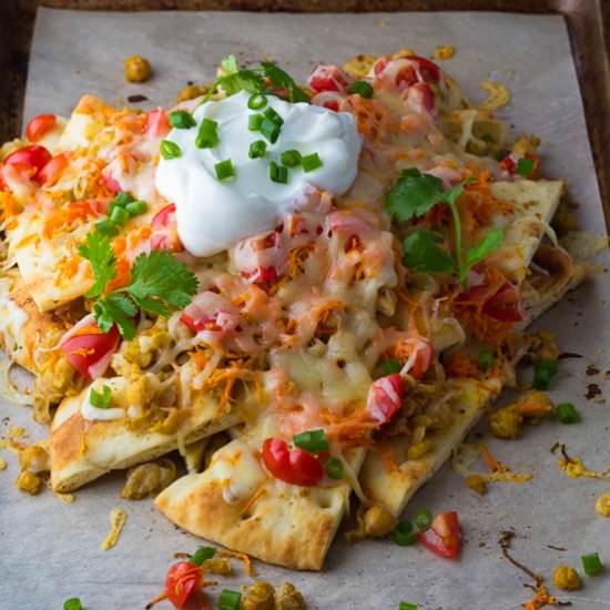 Spiced Chickpea Naan Nachos
