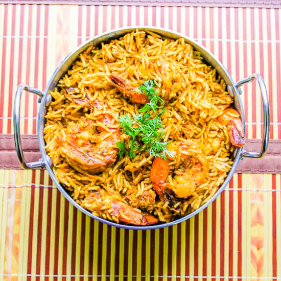 Koli Kolambi Pulao-Prawns  Pulao