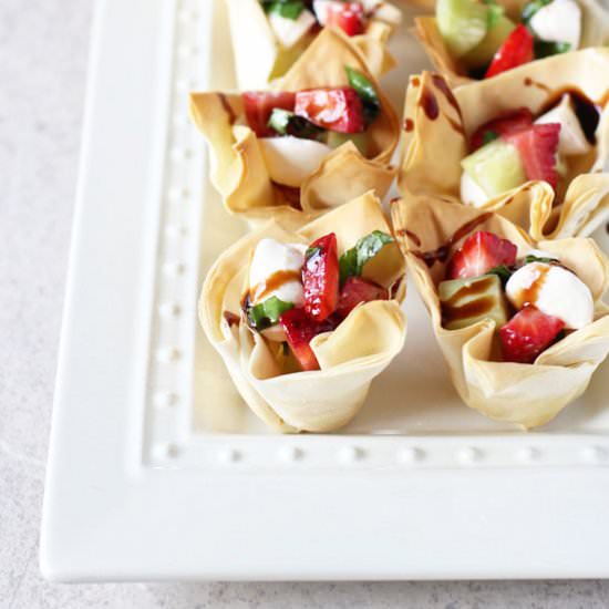 Strawberry cucumber phyllo cups