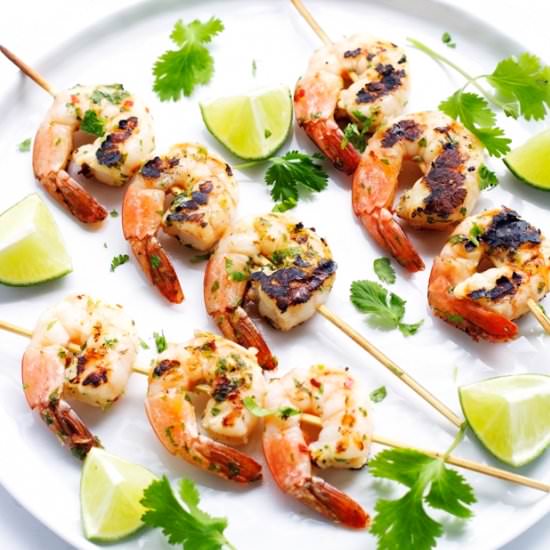 Cilantro Lime Shrimp Skewers